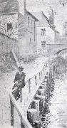 Egon Schiele Path Along the kierling brook,klosterneu-burg oil on canvas